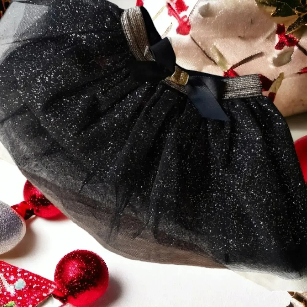 Toddler Ballerina Skirt Tutu 16M -9M Black Gold Sparkle Christmas Costume Dance